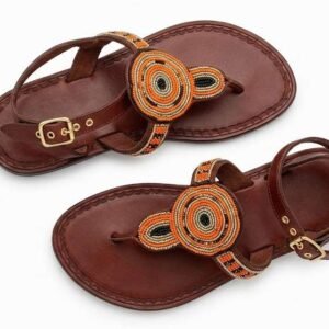 handcrafted ugandan beaded leather sandals
