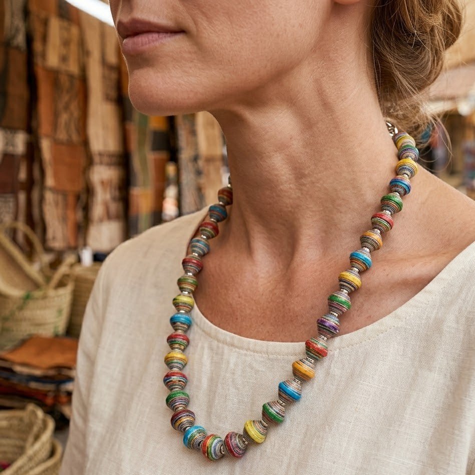 handmade recycled paper jewelry set handmade recycled paper jewelry set