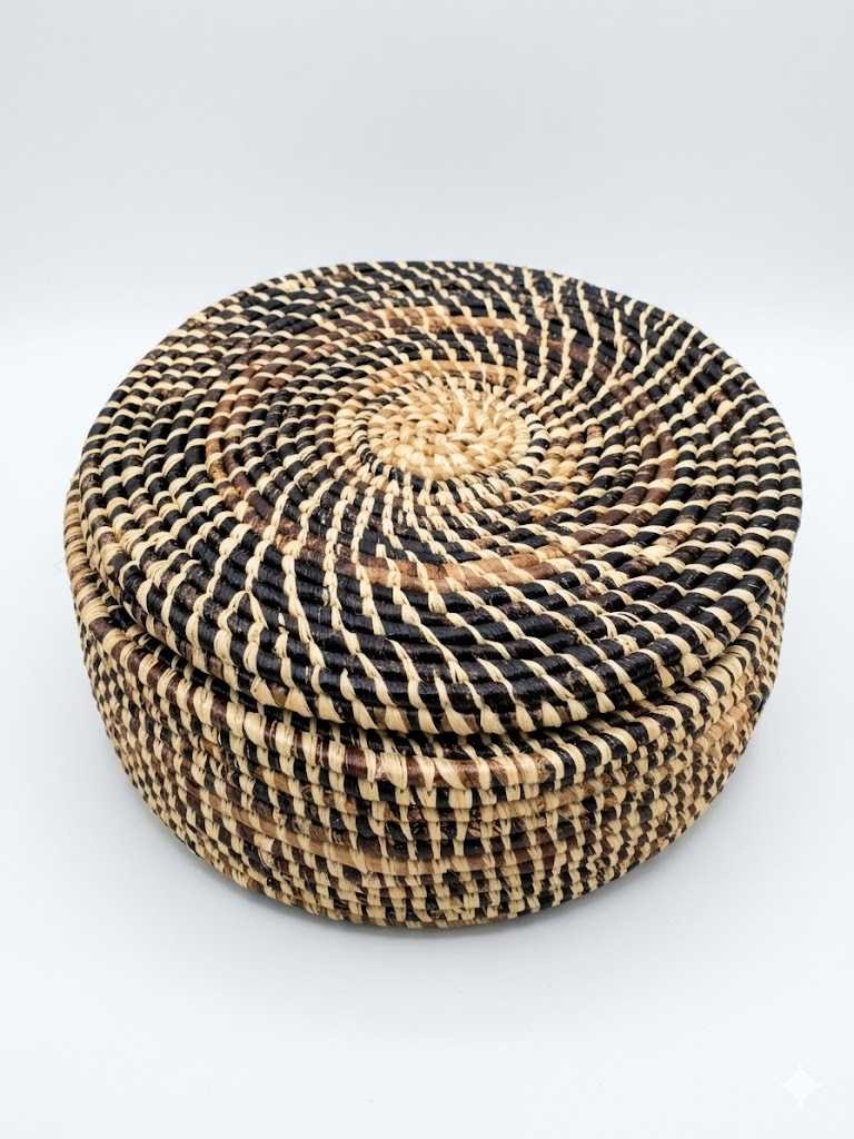 handwoven lidded banana fiber storage basket handwoven lidded banana fiber storage basket