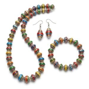 Handmade Ugandan Recycled Paper Bead Jewelry Set